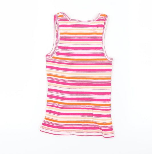 Matalan Girls Pink Striped Basic Tank Size 7 Years