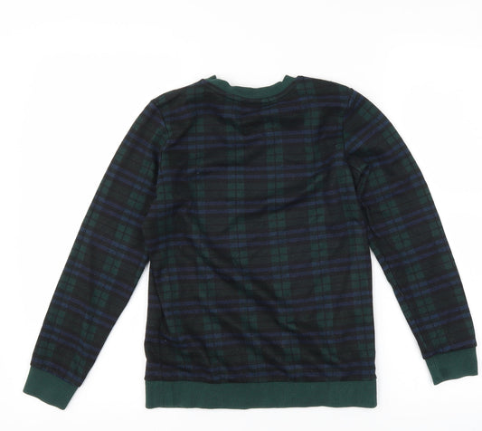 River Island Girls Green Check Pullover Sweatshirt Size 9-10 Years