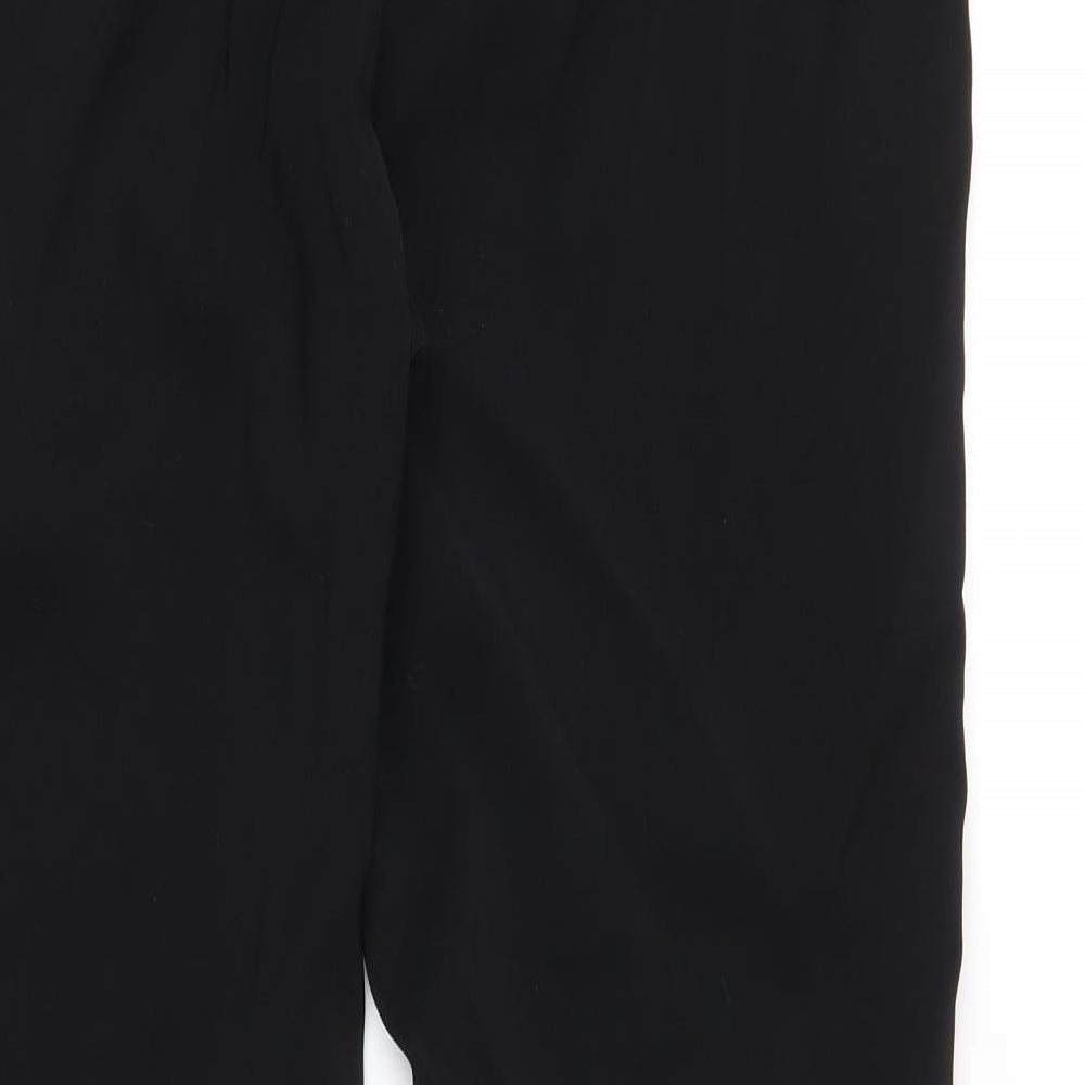 Brand and care label for Dorothy Perkins women’s black trousers, size UK 14, 27-inch leg