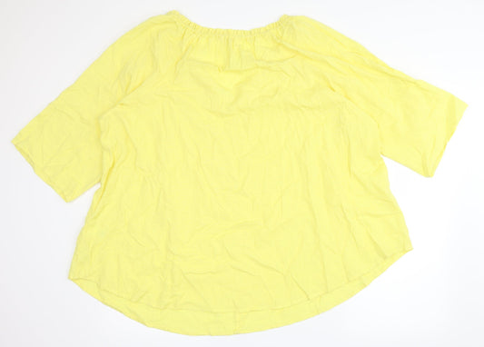 flint & moss Womens Yellow Basic Blouse Size 2XL