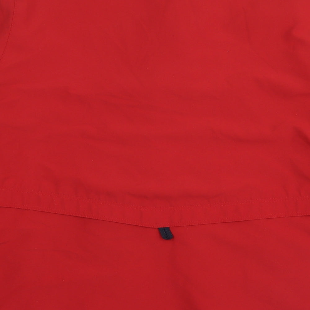 Brand and care label for Preworn women’s red overcoat coat, size UK 12