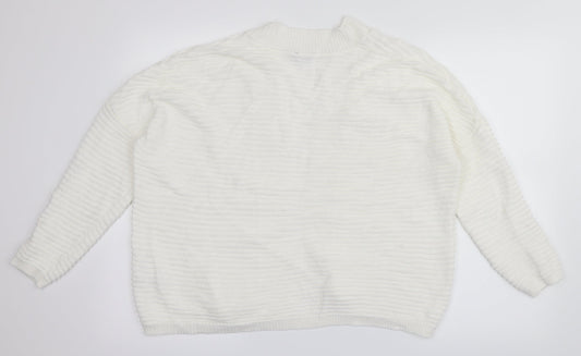 M&Co Womens White Cardigan Jumper Size S