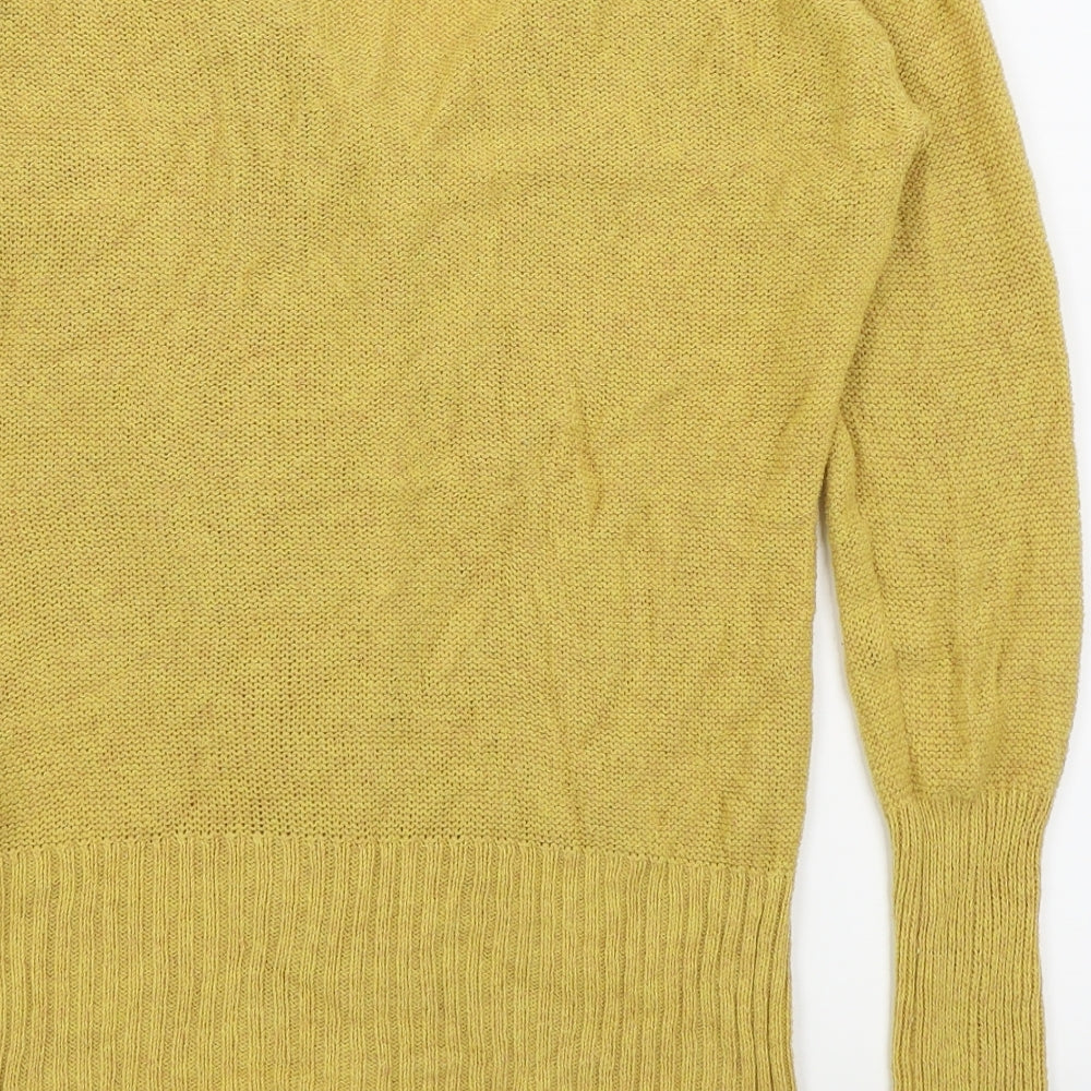 Brand and care label for idi women’s yellow cardigan jumper, size M