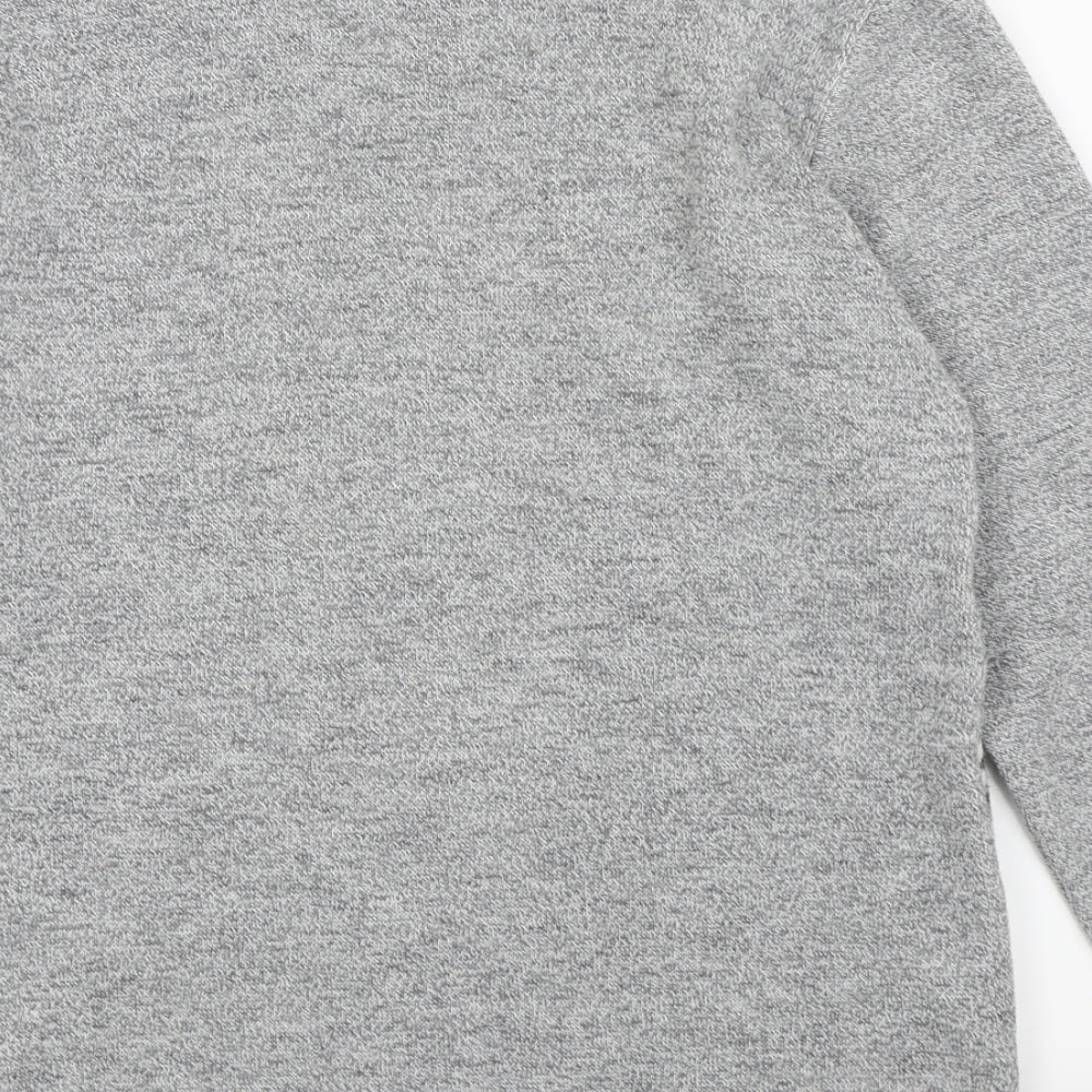 Brand and care label for pure and natural women’s grey floral jumper, size M