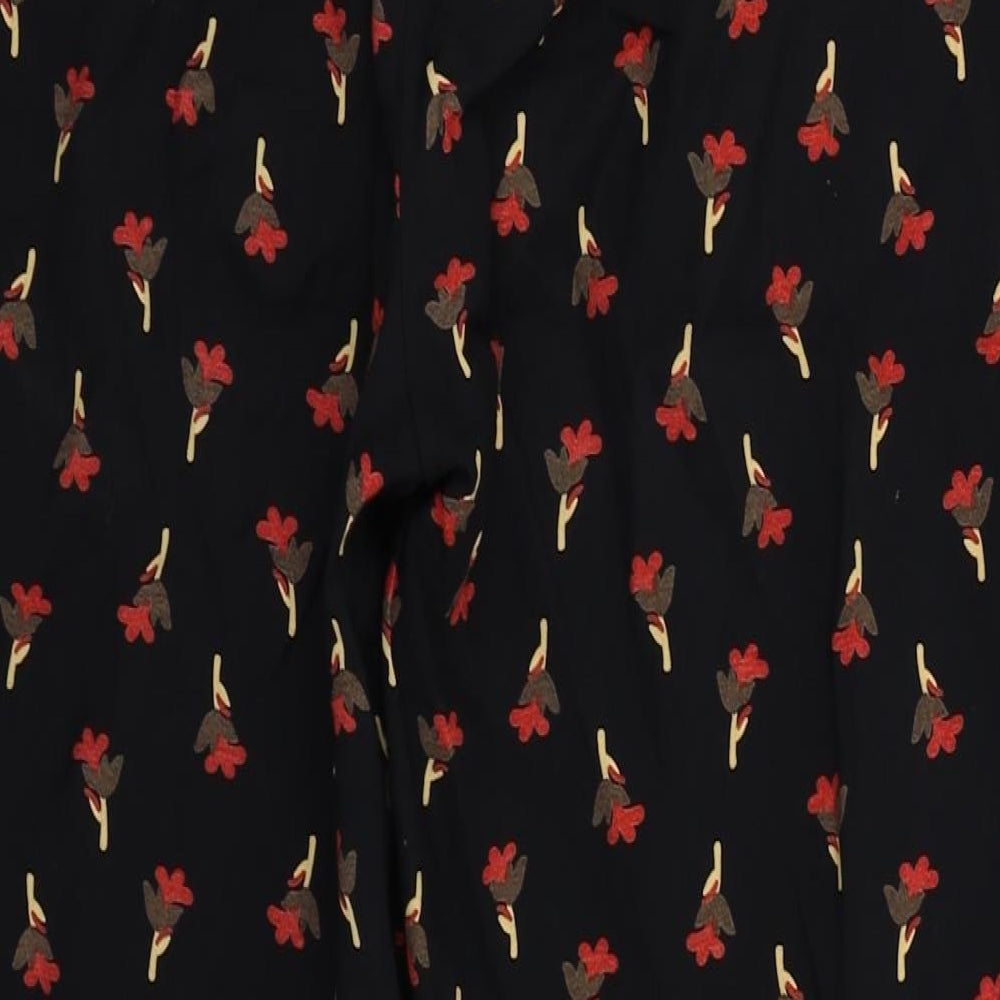 REDHERRING Womens Black Floral Trousers Size 12 L23 in