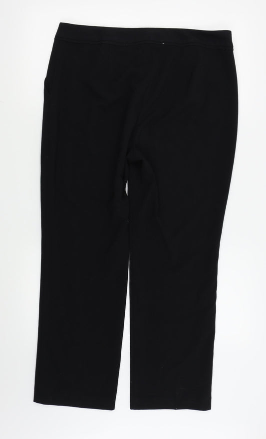 M&s Womens Black Trousers Size 14 L25 in