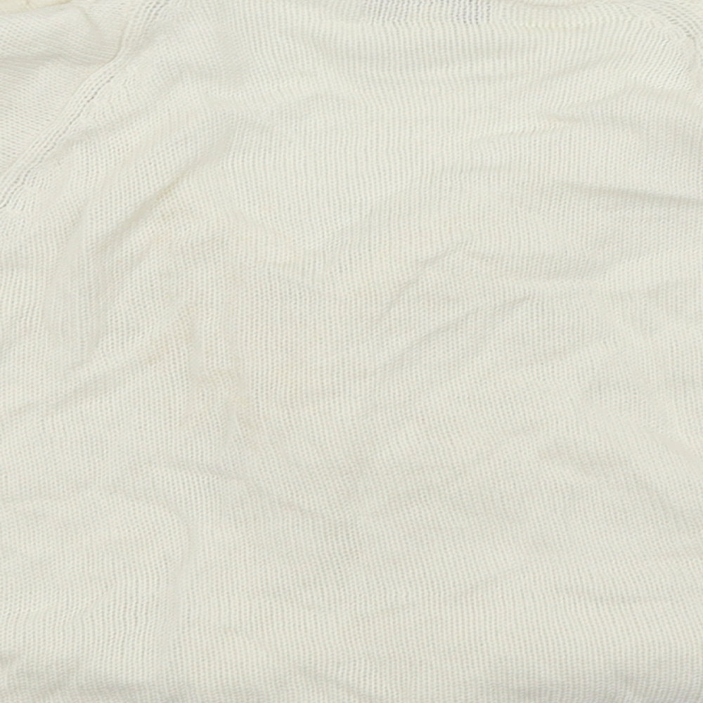 Brand and care label for Monsoon women’s white cardigan jumper, size M