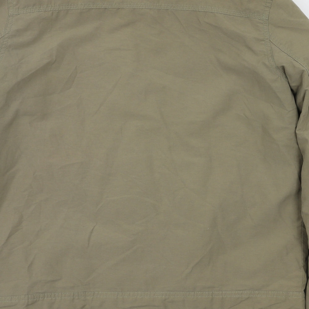 Brand and care label for Trait men’s beige jacket, size S
