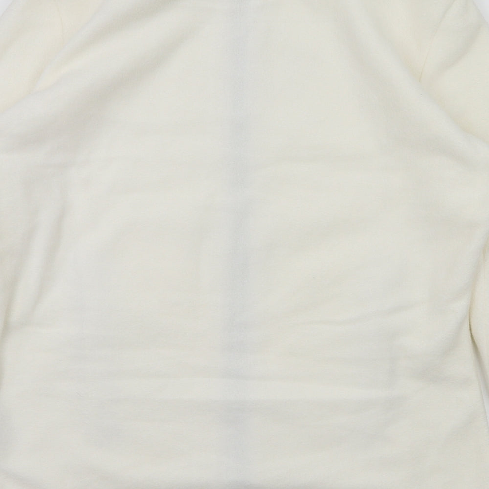 Brand and care label for Marks & Spencer women’s ivory full zip jumper, size UK 10