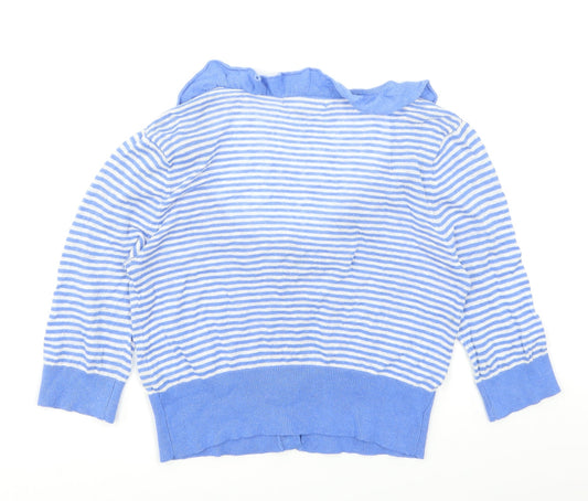 Red Herring Womens Blue Striped Cardigan Jumper Size 12