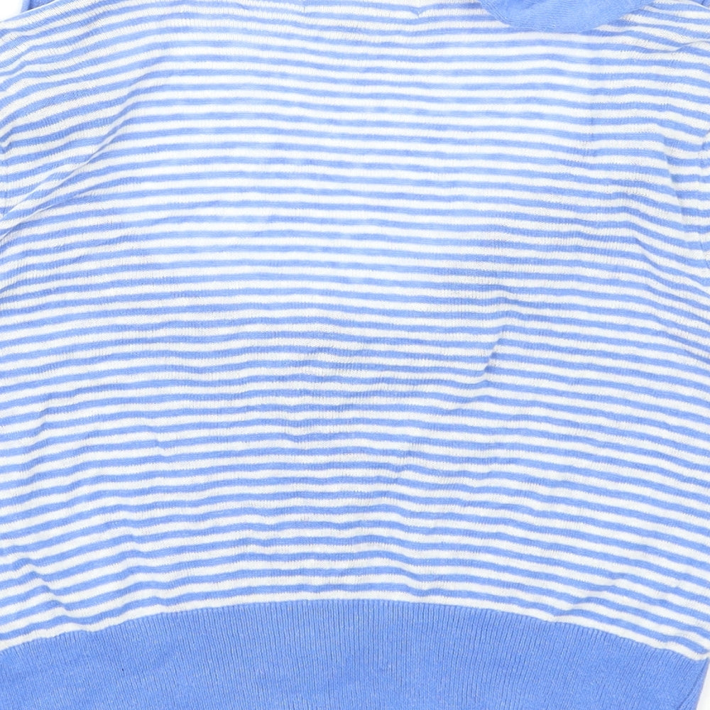 Brand and care label for Red Herring women’s blue striped cardigan jumper, size UK 12