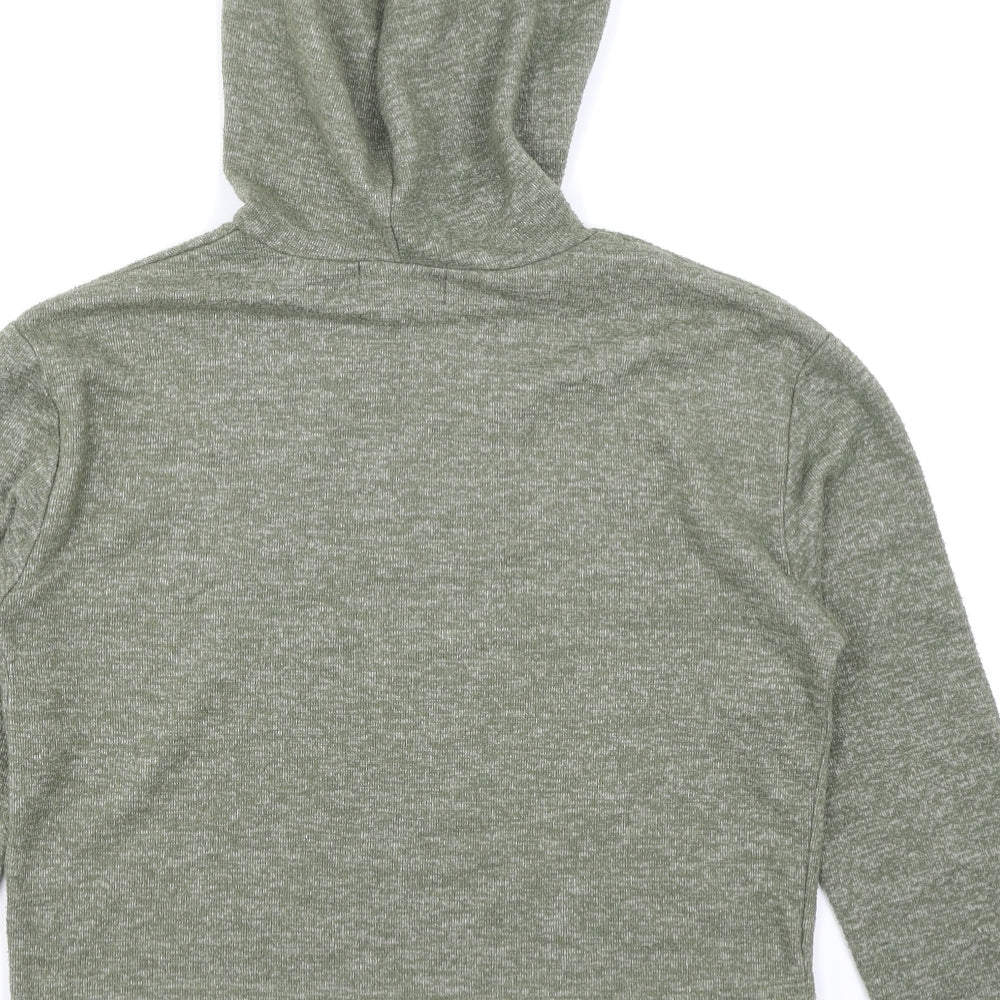 Brand and care label for Primark women’s green pullover hoodie size 2xs - cropped