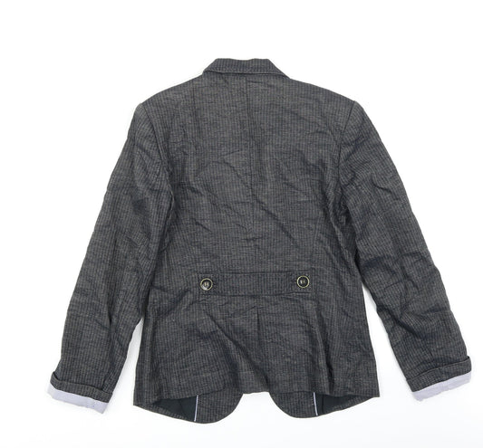 NEXT Womens Grey Striped Jacket Blazer Size 12