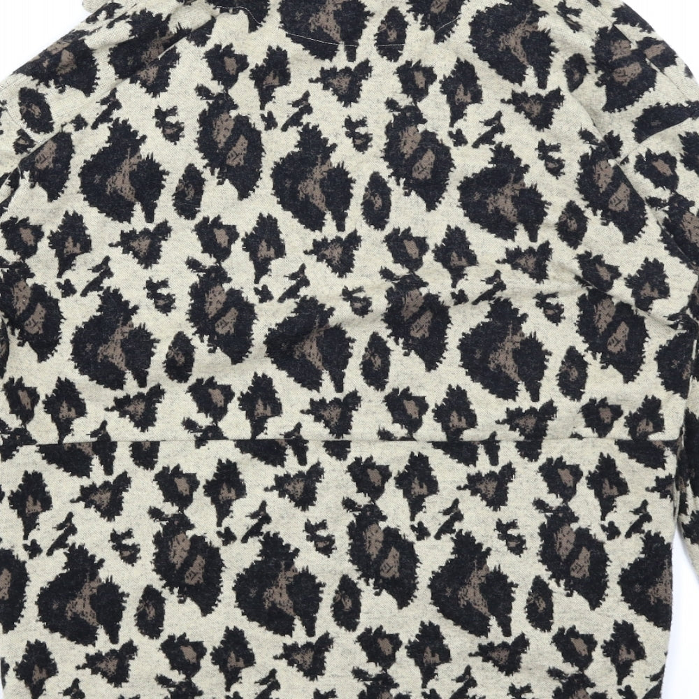 Brand and care label for Next girls’ brown animal print jacket, size 12, years