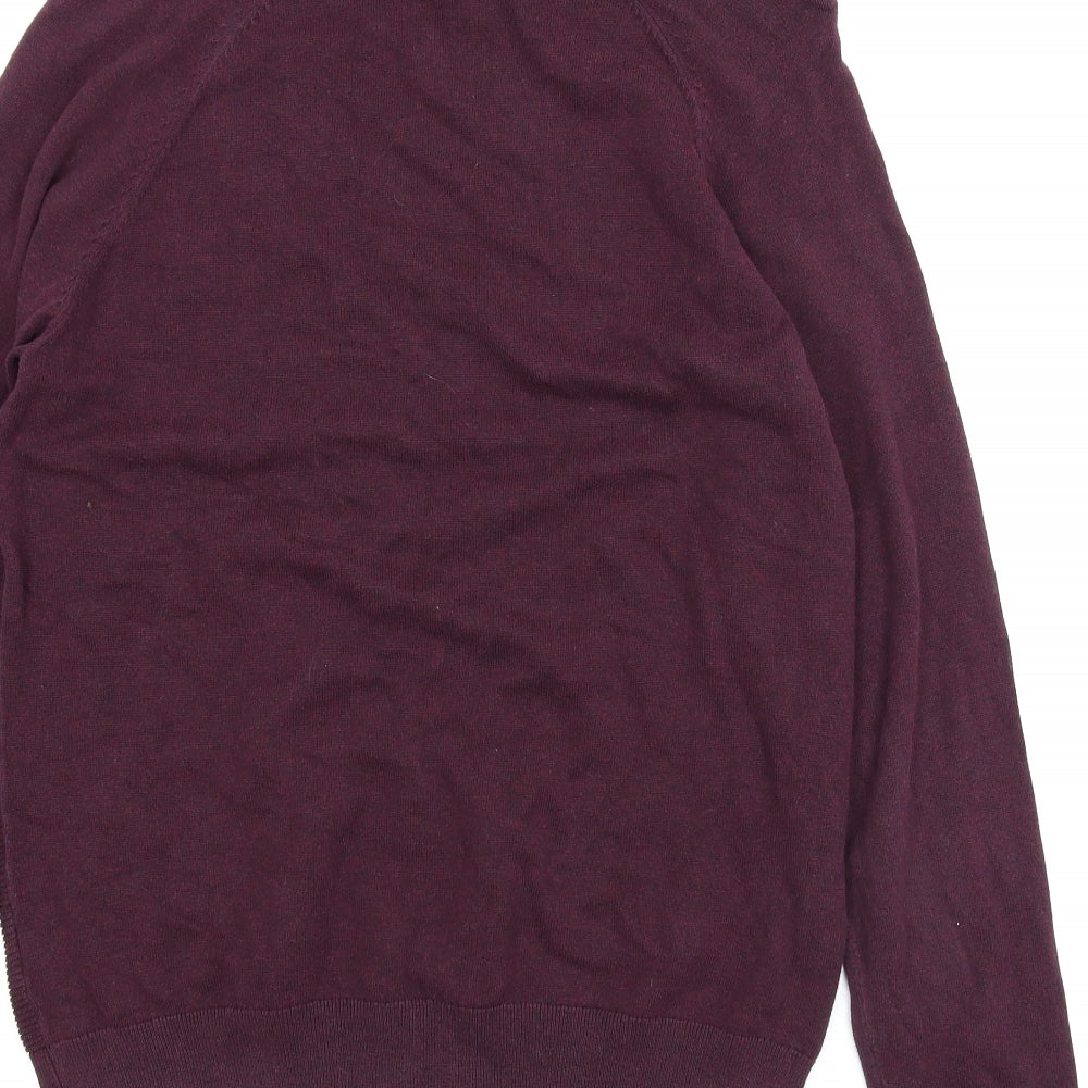 Brand and care label for Tu men’s purple jumper, size M