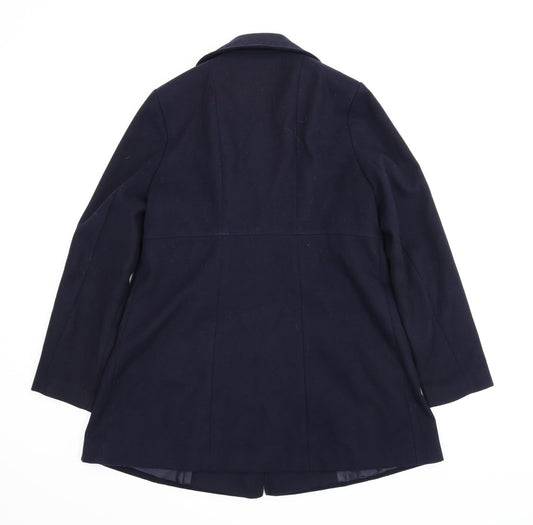 George Womens Blue Pea Coat Coat Size 12