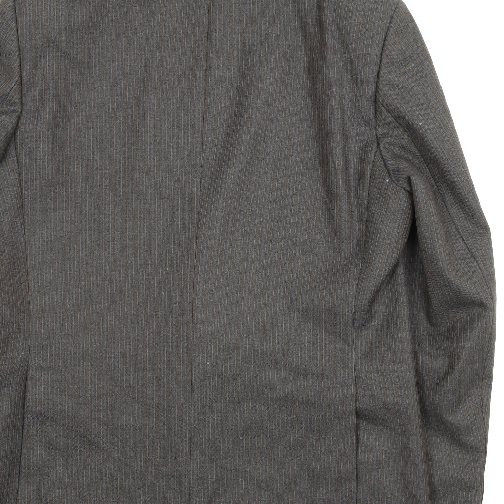 Brand and care label for Greenwoods men’s brown striped jacket suit jacket, size 44