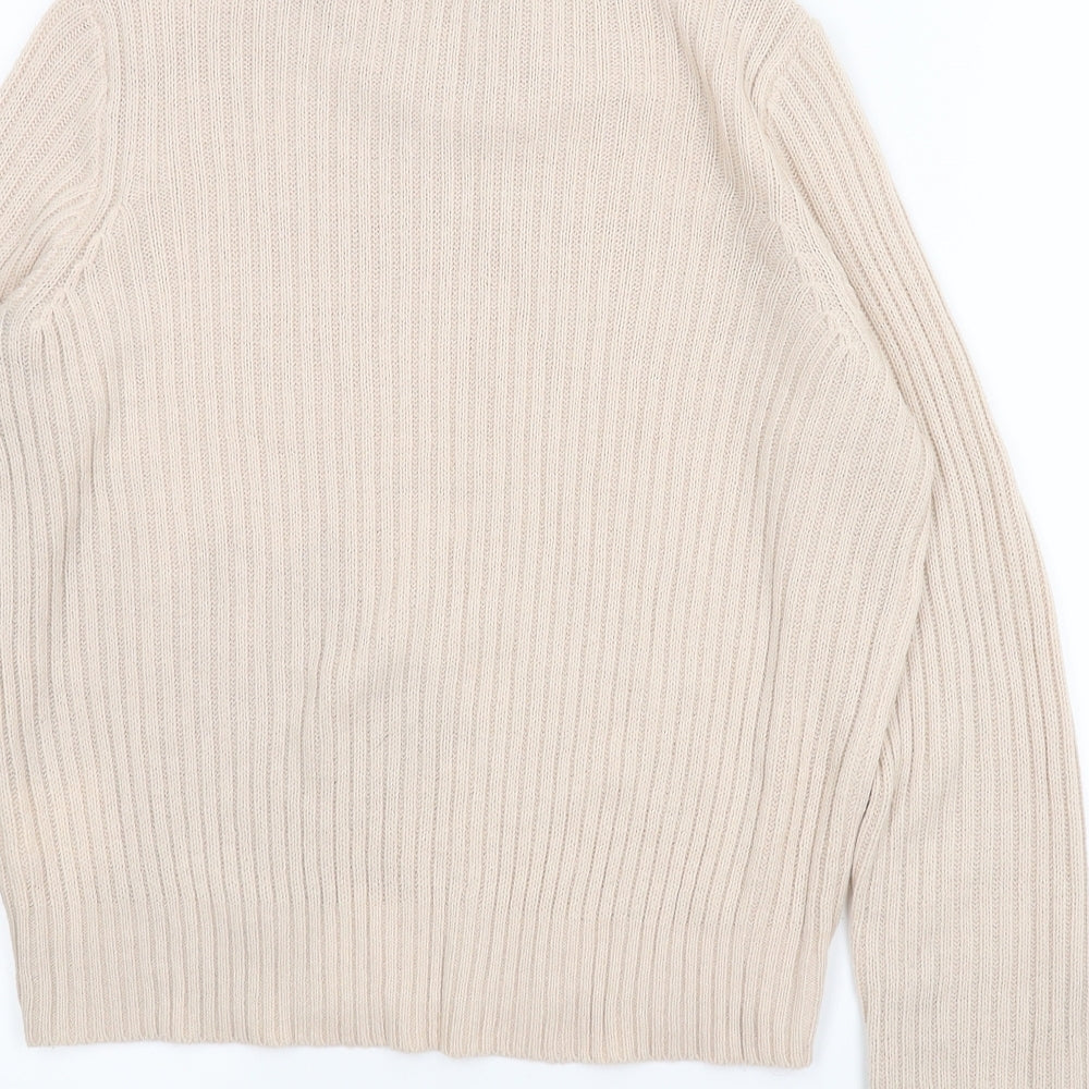 Brand and care label for H&M women’s pink jumper, size M