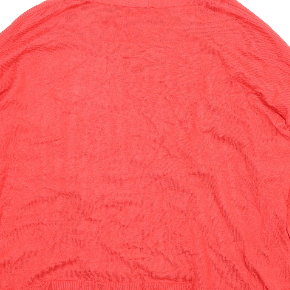 Brand and care label for Intuition women’s red cardigan jumper, size XL