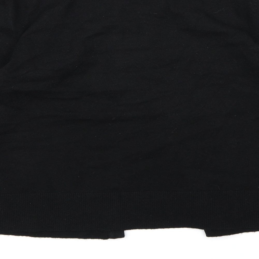 Brand and care label for David Emmanuel women’s black knit cardigan jumper, size S