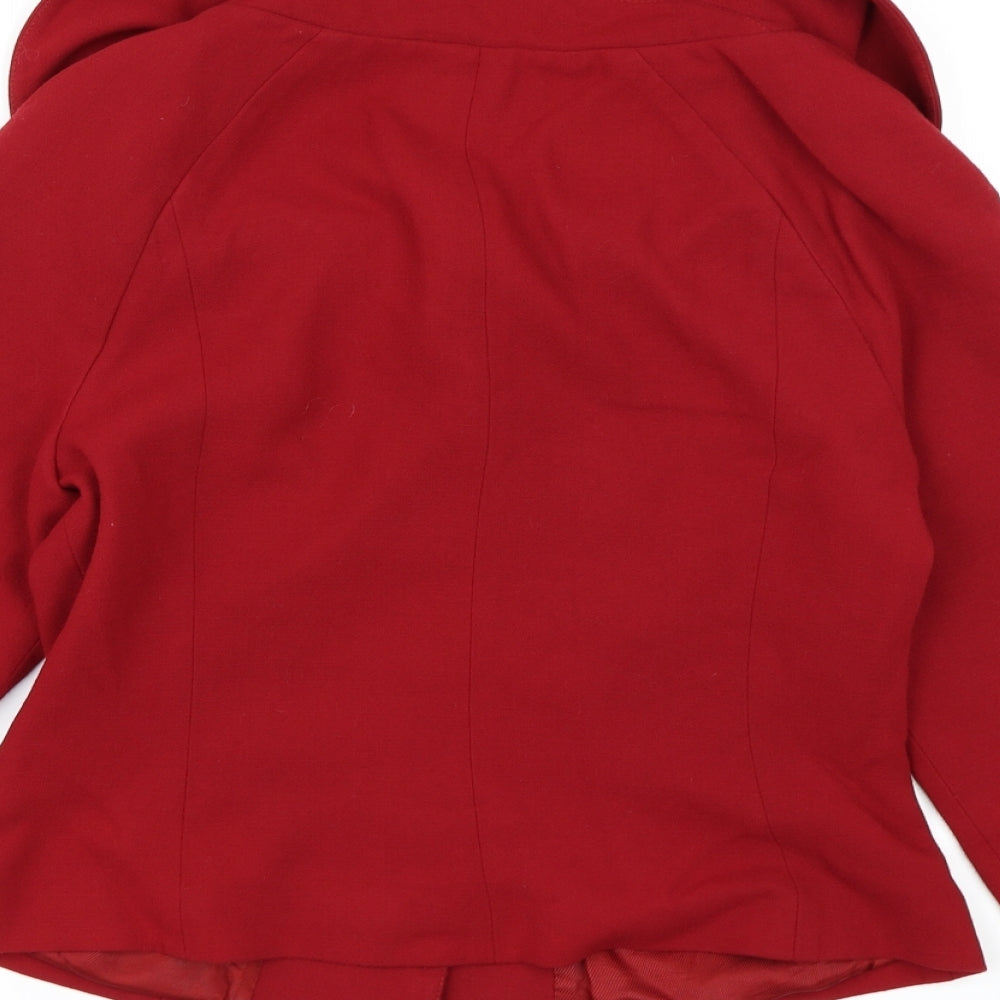 Brand and care label for Wallis women’s red pea coat coat, size UK 10