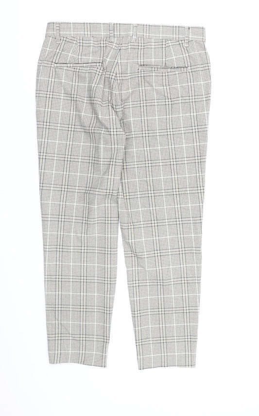 Bershka Mens Beige Check Dress Pants Trousers Size S L26 in