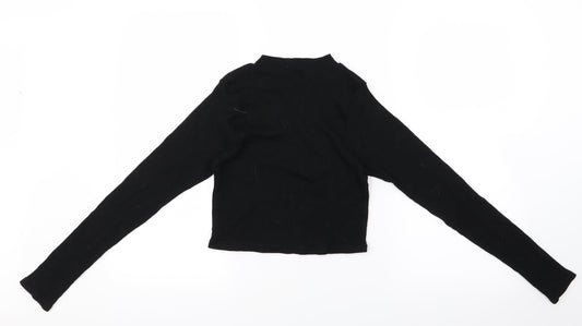 Boohoo Womens Black Cropped T-Shirt Size 12