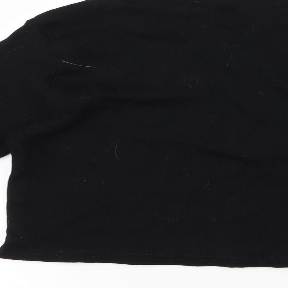 Boohoo Womens Black Cropped T-Shirt Size 12