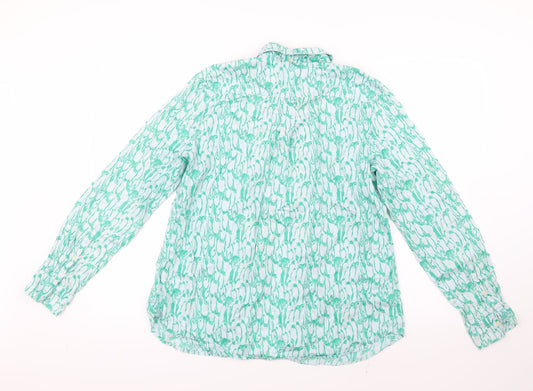 Gap Womens Green Geometric Basic Button-Up Size M