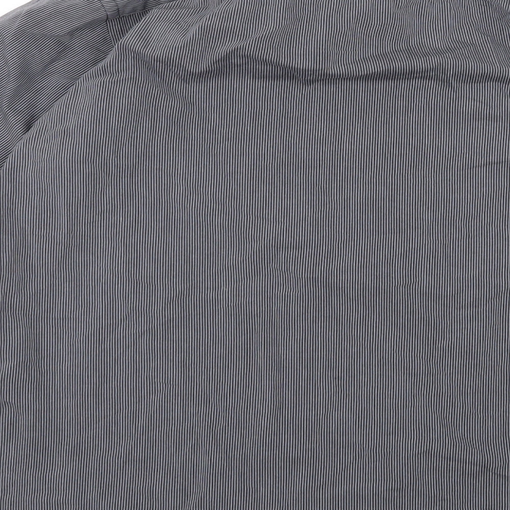 Brand and care label for Cedarwood State men’s grey striped button-up, size 15