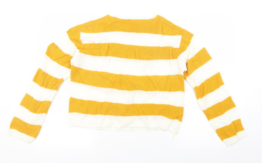 H&M Girls Yellow Striped Knit Pullover Jumper Size 15 Years
