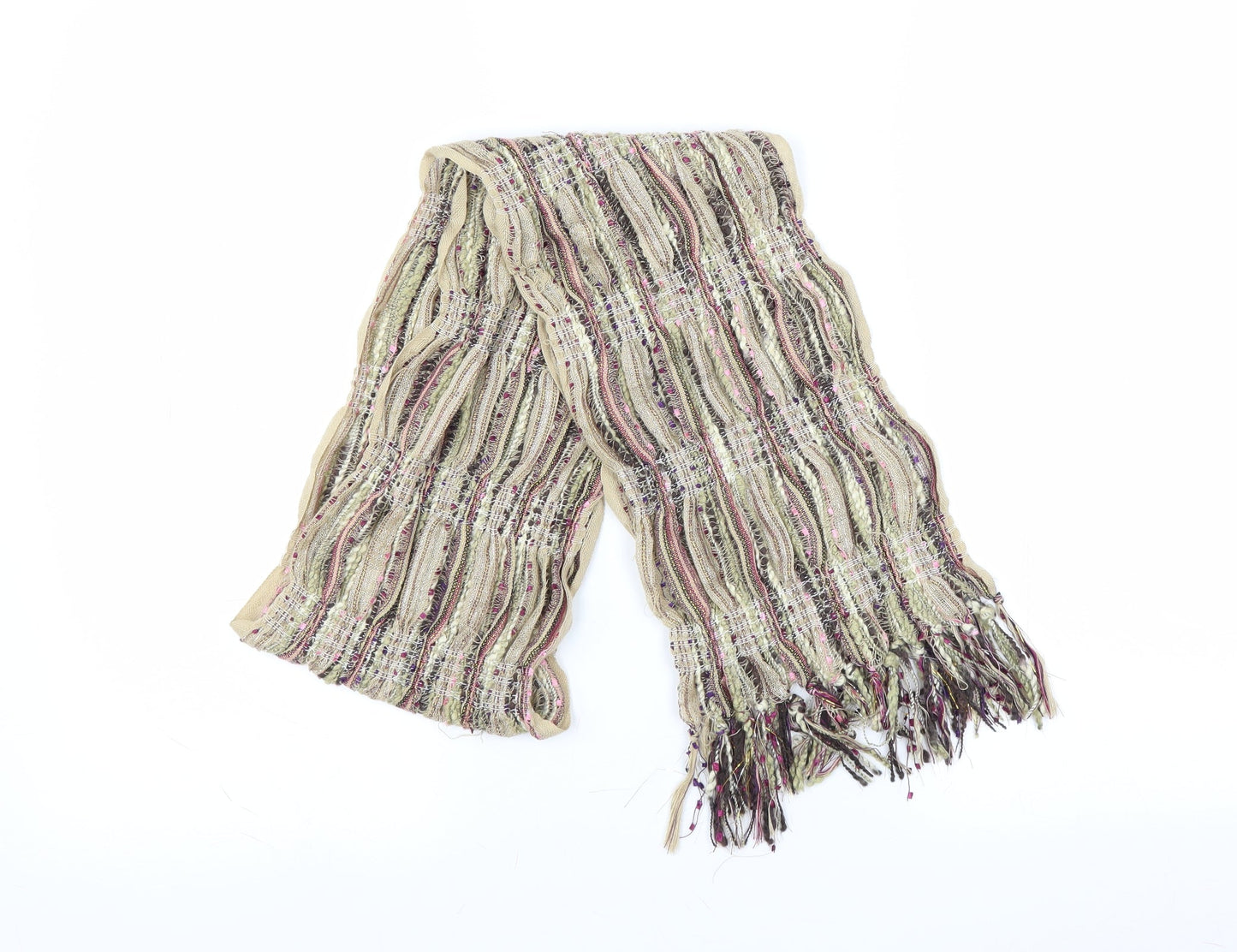 Preworn Womens Beige Scarf - fringe detail