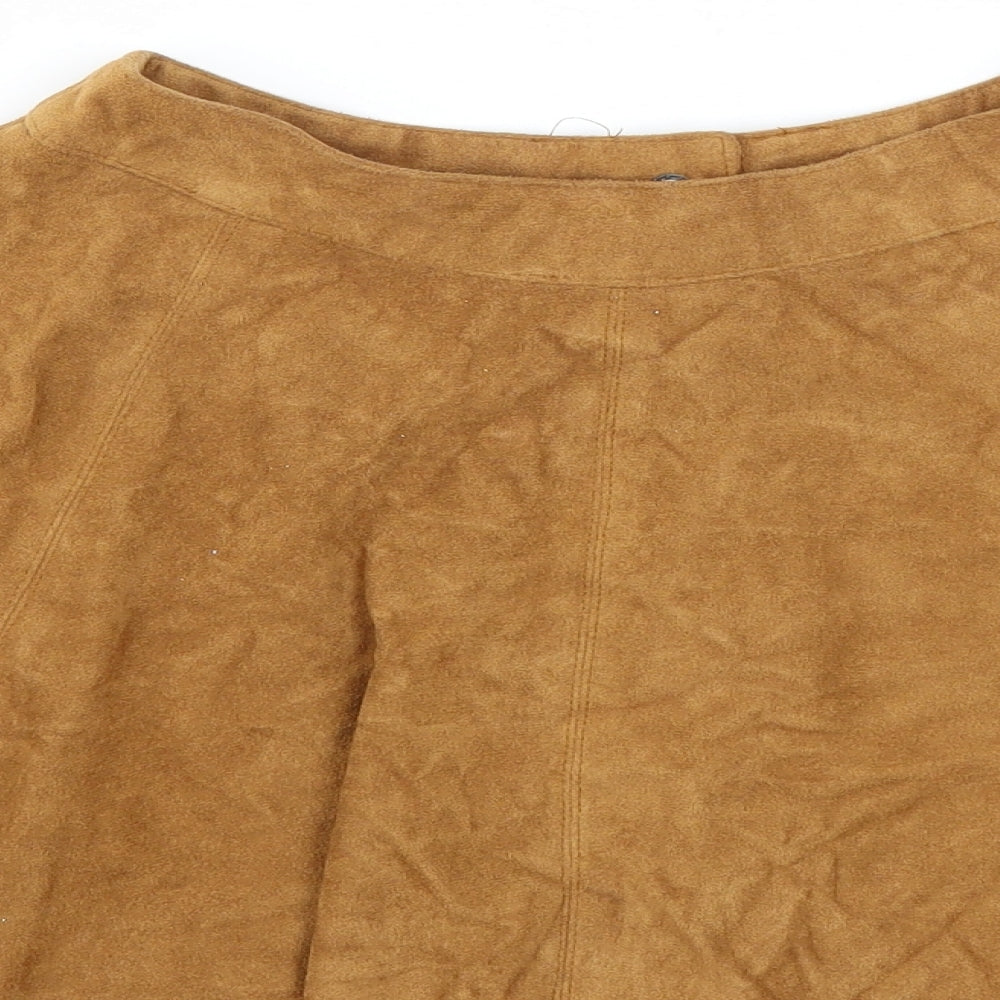 New Look Womens Beige A-Line Skirt Size 4 - button front