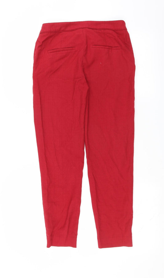 H&M Womens Red Trousers Size 8 L26 in - slim leg