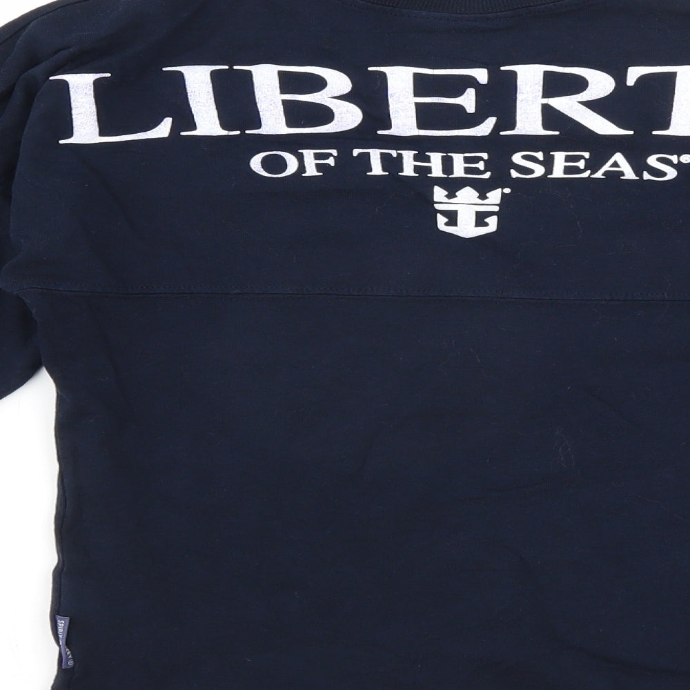 Brand and care label for spirit jersey boys’ blue pullover sweatshirt, size S, - liberty of the seas