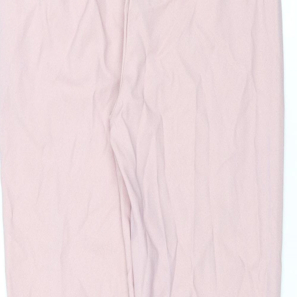 Brand and care label for PRETTYLITTLETHING women’s pink trousers, size UK 6, 28-inch leg