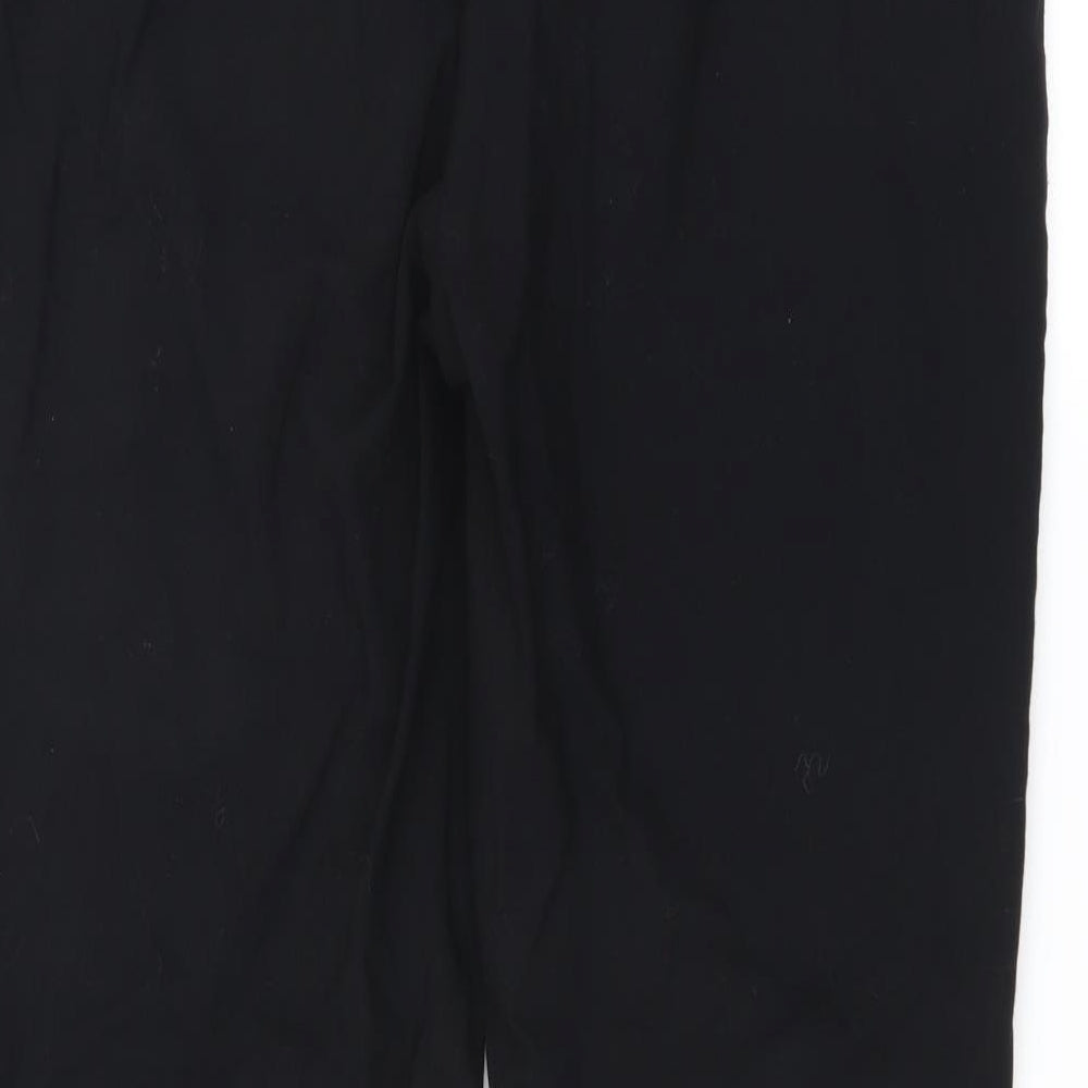 Brand and care label for Marks & Spencer women’s black trousers, size UK 12, 27-inch leg