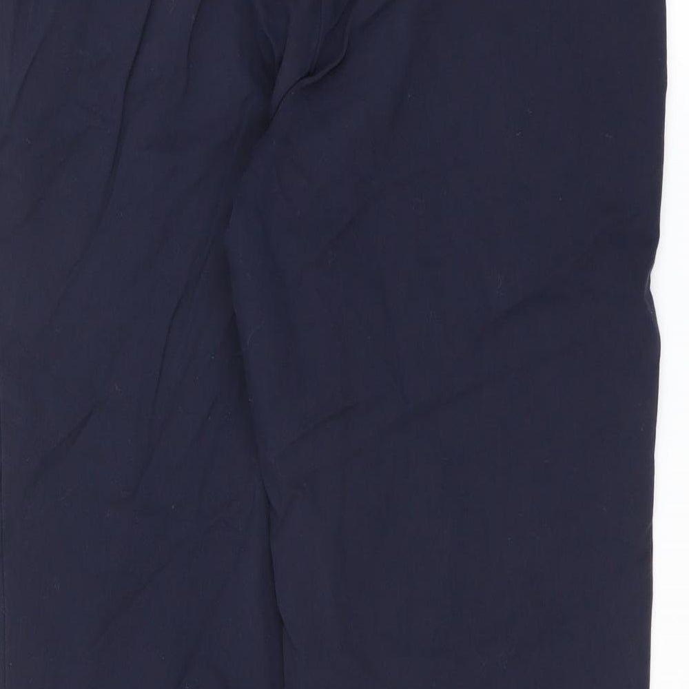 Brand and care label for Dorothy Perkins women’s blue trousers, size UK 10, 27-inch leg