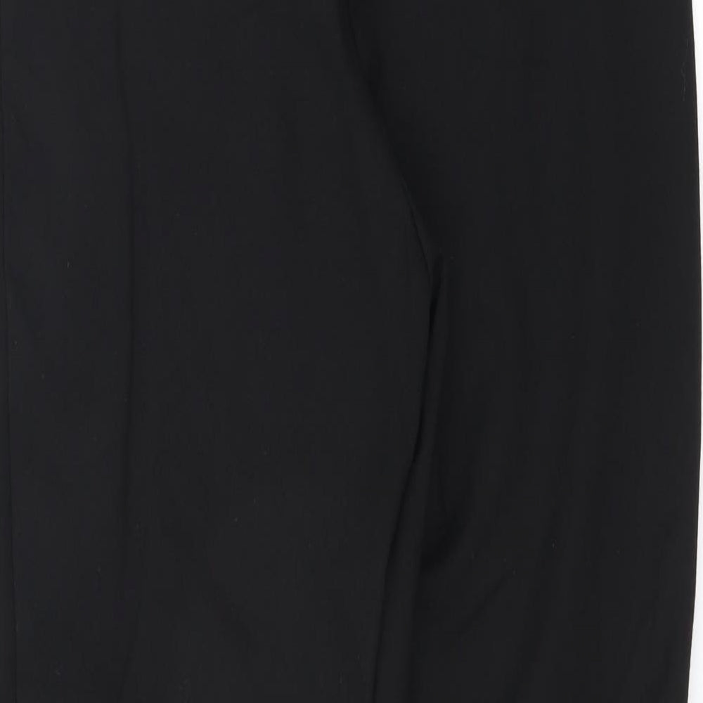 Brand and care label for Marks & Spencer women’s black trousers, size UK 14, 28-inch leg - legging style