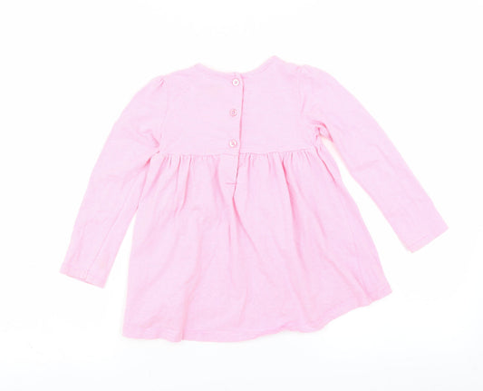 Little Me Girls Pink Striped Fit & Flare Size 4 Years - Floral embroidery