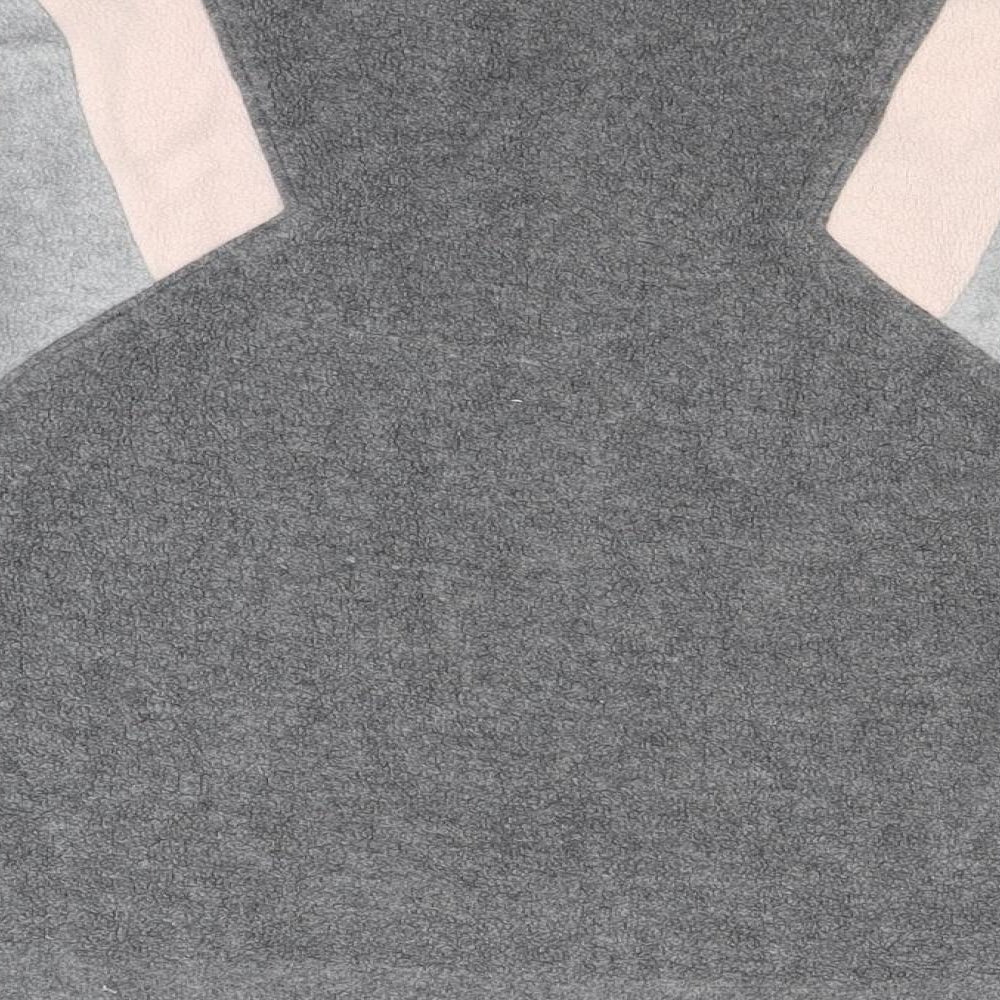 Brand and care label for Next girls’ grey fleece pullover sweatshirt, size 10, years