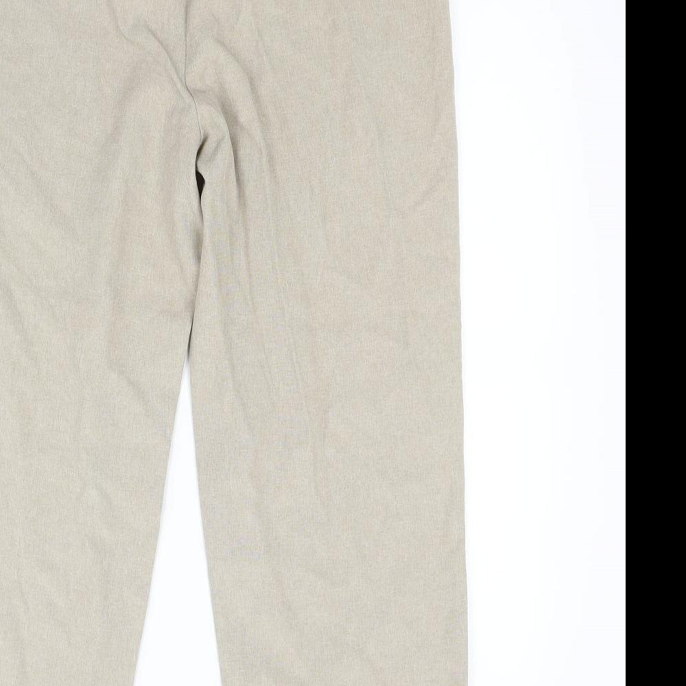 Brand and care label for Bonmarché women’s beige trousers, size UK 16, 26-inch leg