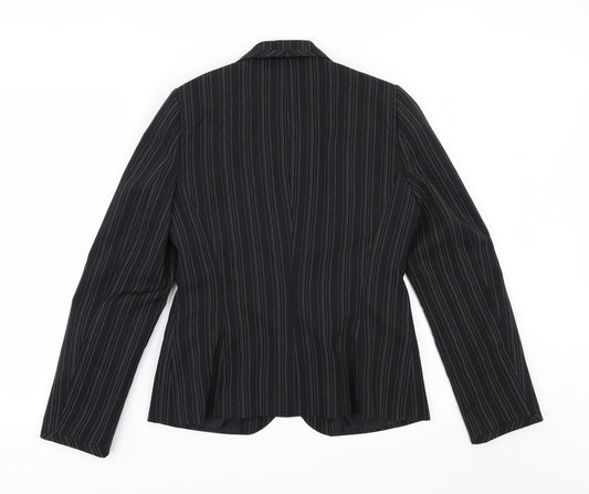 Select Womens Black Striped Jacket Suit Jacket Size 12