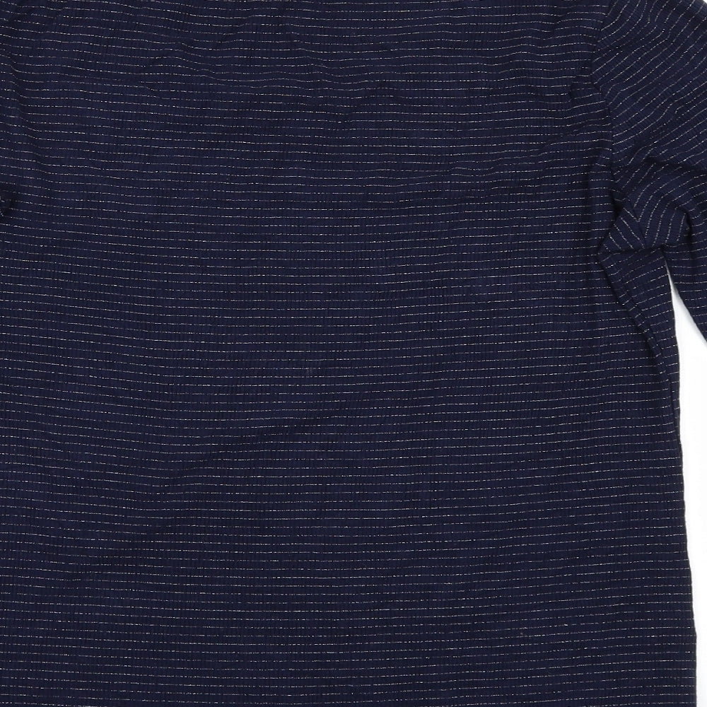Preworn Womens Blue Striped Basic T-Shirt Size 12