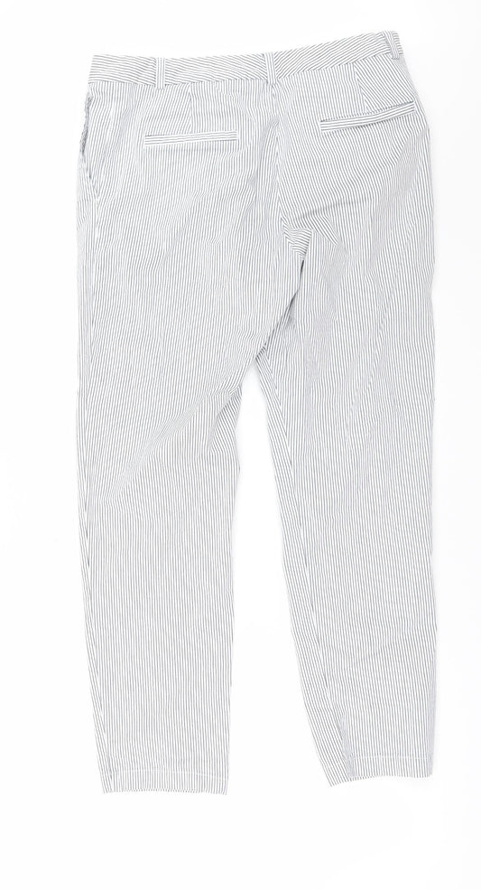 Marks and Spencer Womens White Striped Trousers Size 14 L28 in