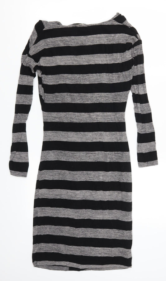 Linea Womens Grey Striped Bodycon Size 8