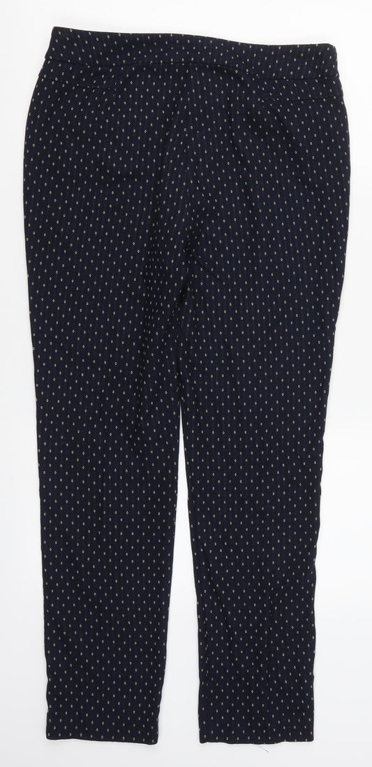 Bonmarché Womens Blue Geometric Trousers Size 10 L26 in
