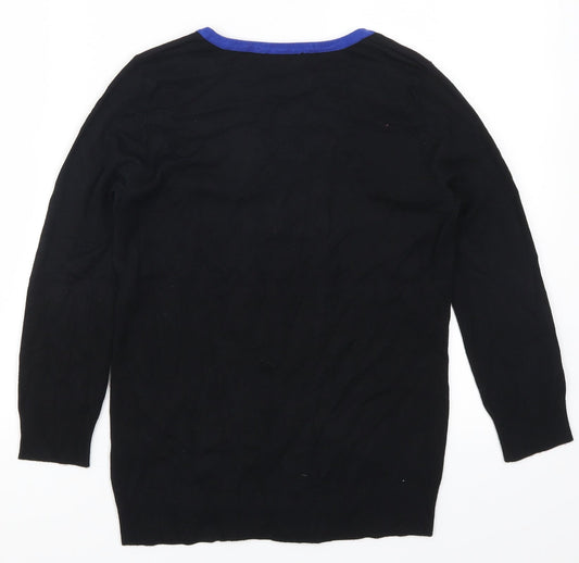Marks and Spencer Womens Black Striped Pullover Jumper Size 8 - Blue Stripes