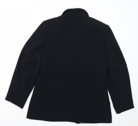 Gold Womens Blue Jacket Suit Jacket Size 14
