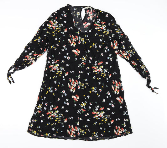 Papaya Womens Black Floral Shift Size 14